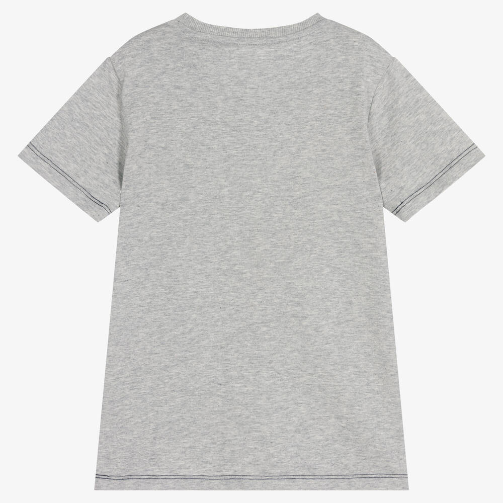 Guess-Junior Boys Grey Cotton Logo T-Shirt | Childrensalon Outlet