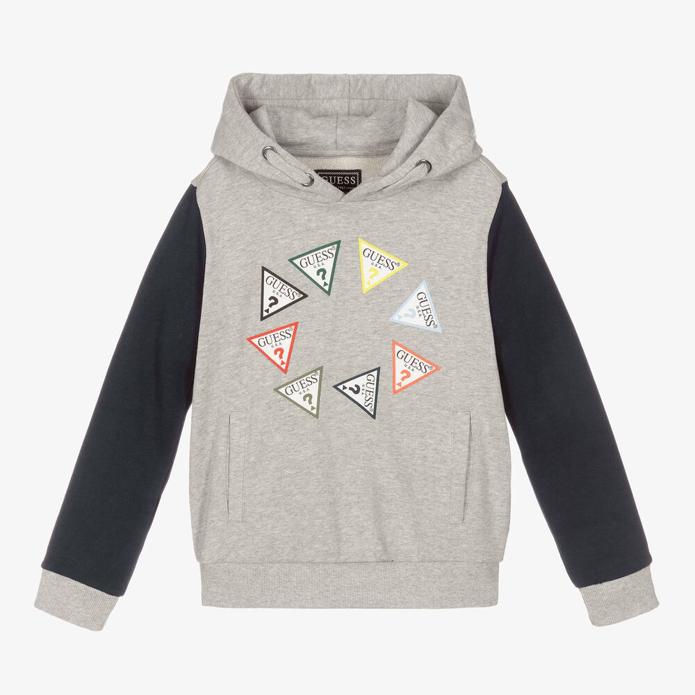 Guess - Junior Boys Grey Logo Hoodie | Childrensalon