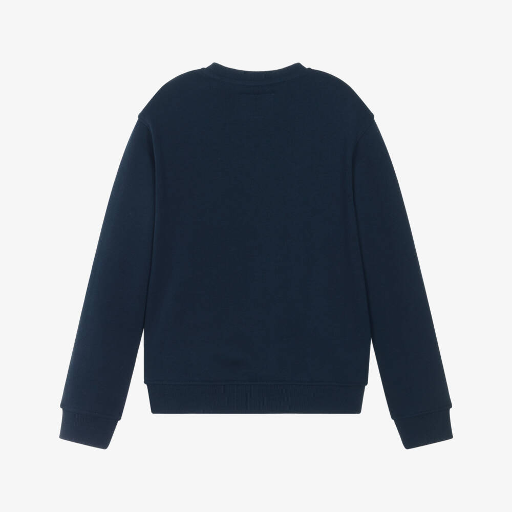 Guess-Junior Boys Navy Blue Cotton Teddy Bear Logo Sweatshirt | Childrensalon Outlet