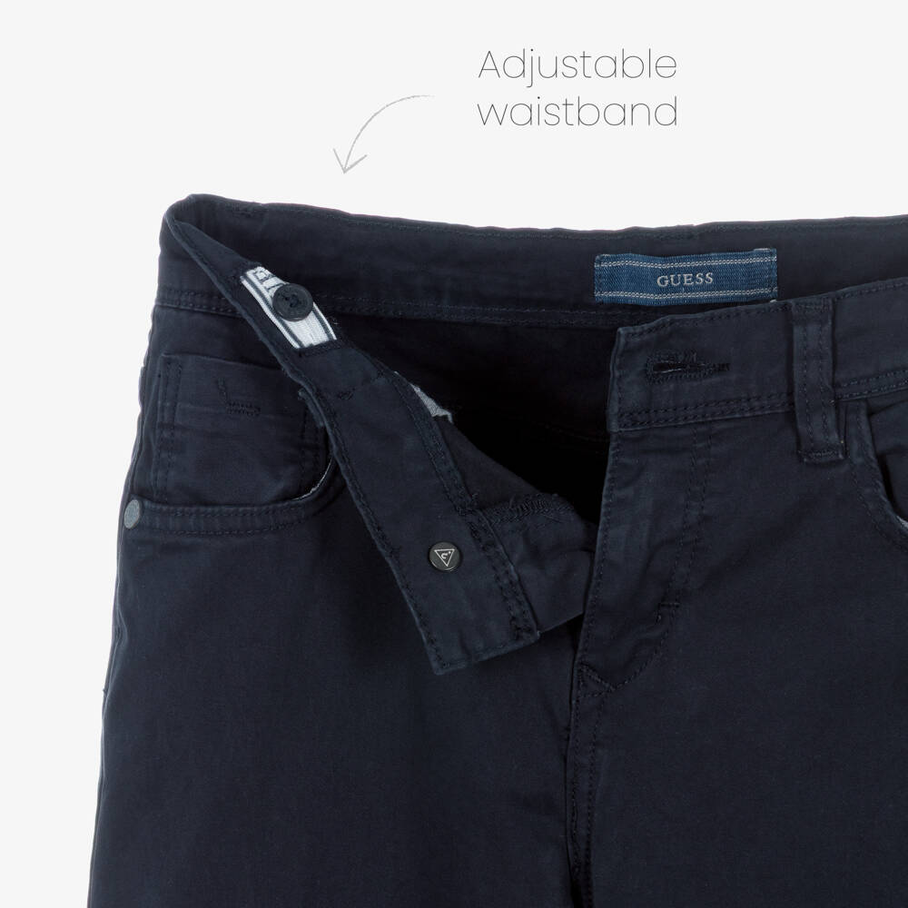 Guess-Junior Boys Navy Blue Cotton Twill Chino Trousers | Childrensalon Outlet