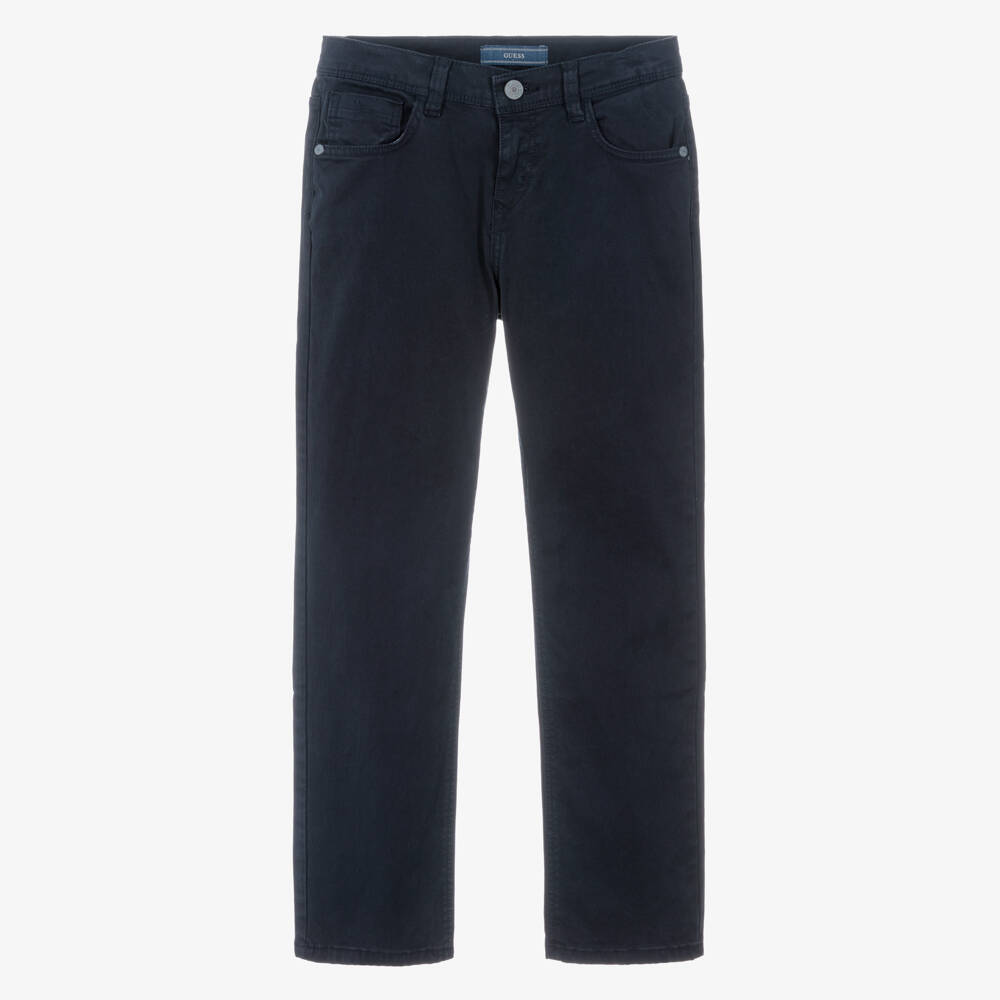 Guess-Junior Boys Navy Blue Cotton Twill Chino Trousers | Childrensalon Outlet