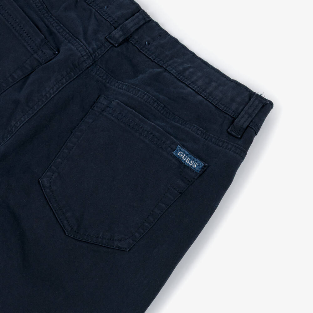 Guess-Junior Boys Navy Blue Cotton Twill Chino Trousers | Childrensalon Outlet