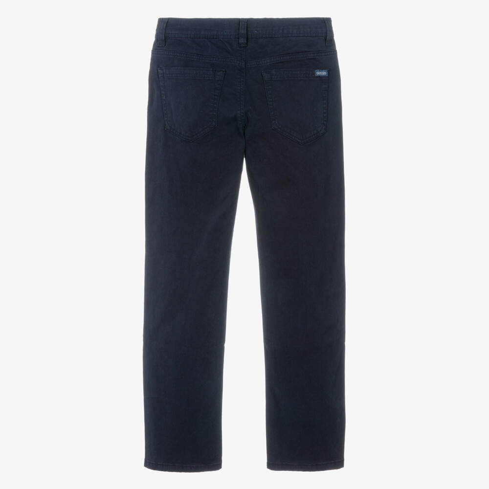 Guess-Junior Boys Navy Blue Cotton Twill Chino Trousers | Childrensalon Outlet