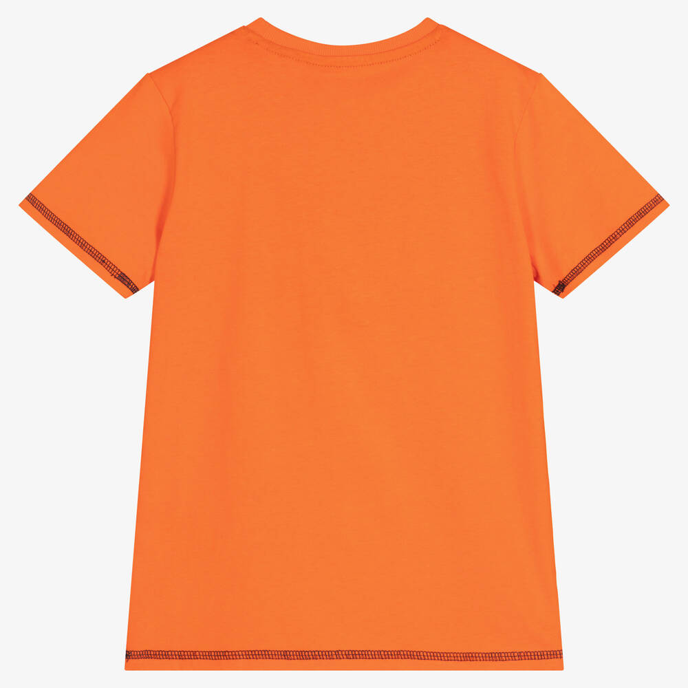 Guess Junior Boys Orange Cotton Logo T Shirt
