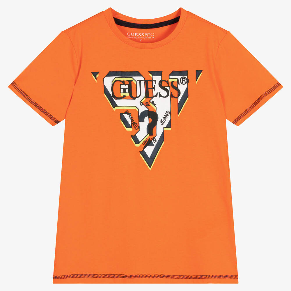 Guess - T-shirt orange en coton garçon junior | Childrensalon