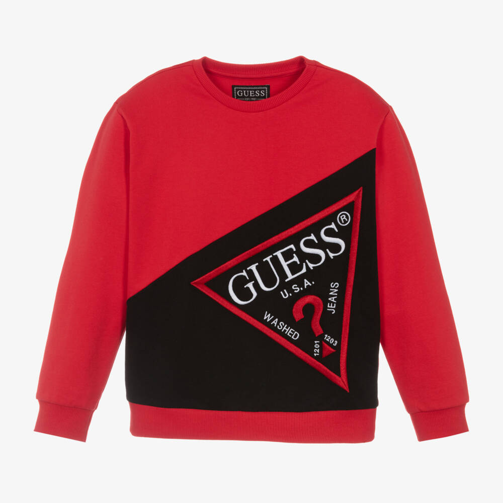 Guess-Красный хлопковый свитшот с треугольником для мальчиков | Childrensalon Outlet