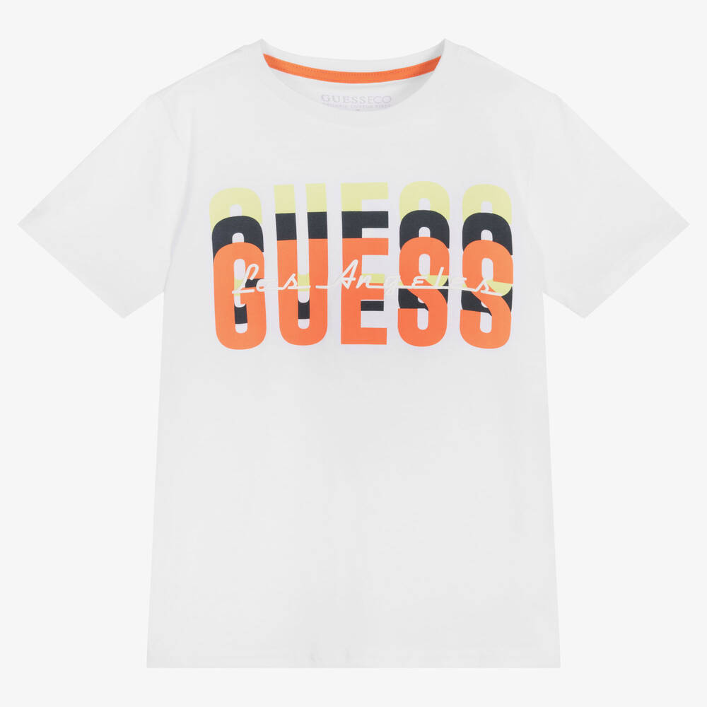 Guess - T-shirt blanc en coton garçon junior | Childrensalon