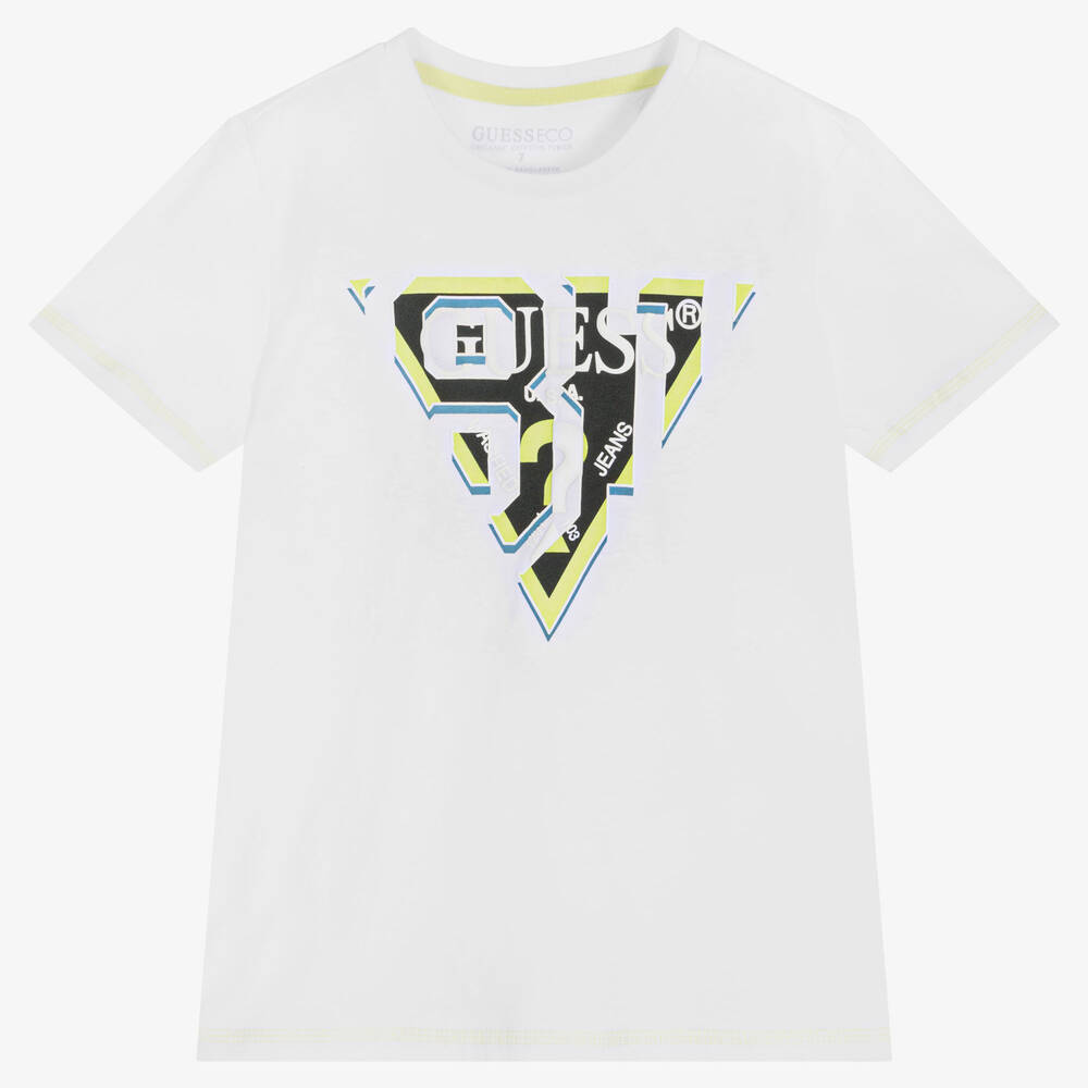 Guess - T-shirt blanc en coton garçon junior | Childrensalon