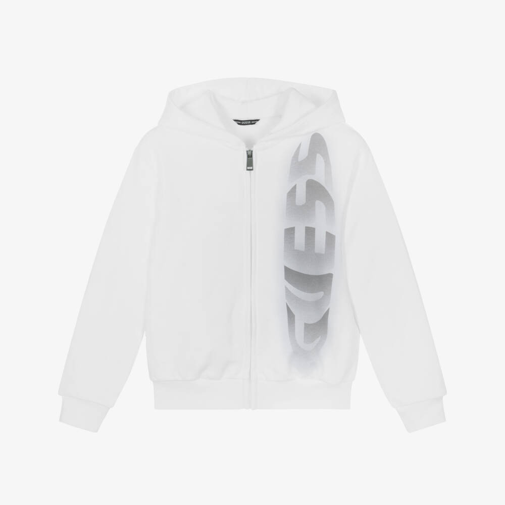 Guess-Хлопковый белый худи с логотипом для мальчиков | Childrensalon Outlet