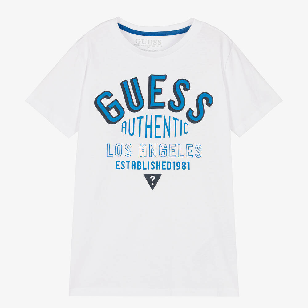 Guess - Junior Boys White T-Shirt | Childrensalon