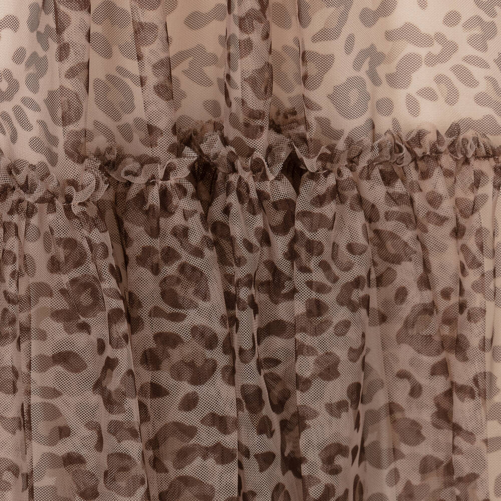 Guess-Junior Girls Beige & Brown Leopard Tulle Dress | Childrensalon Outlet