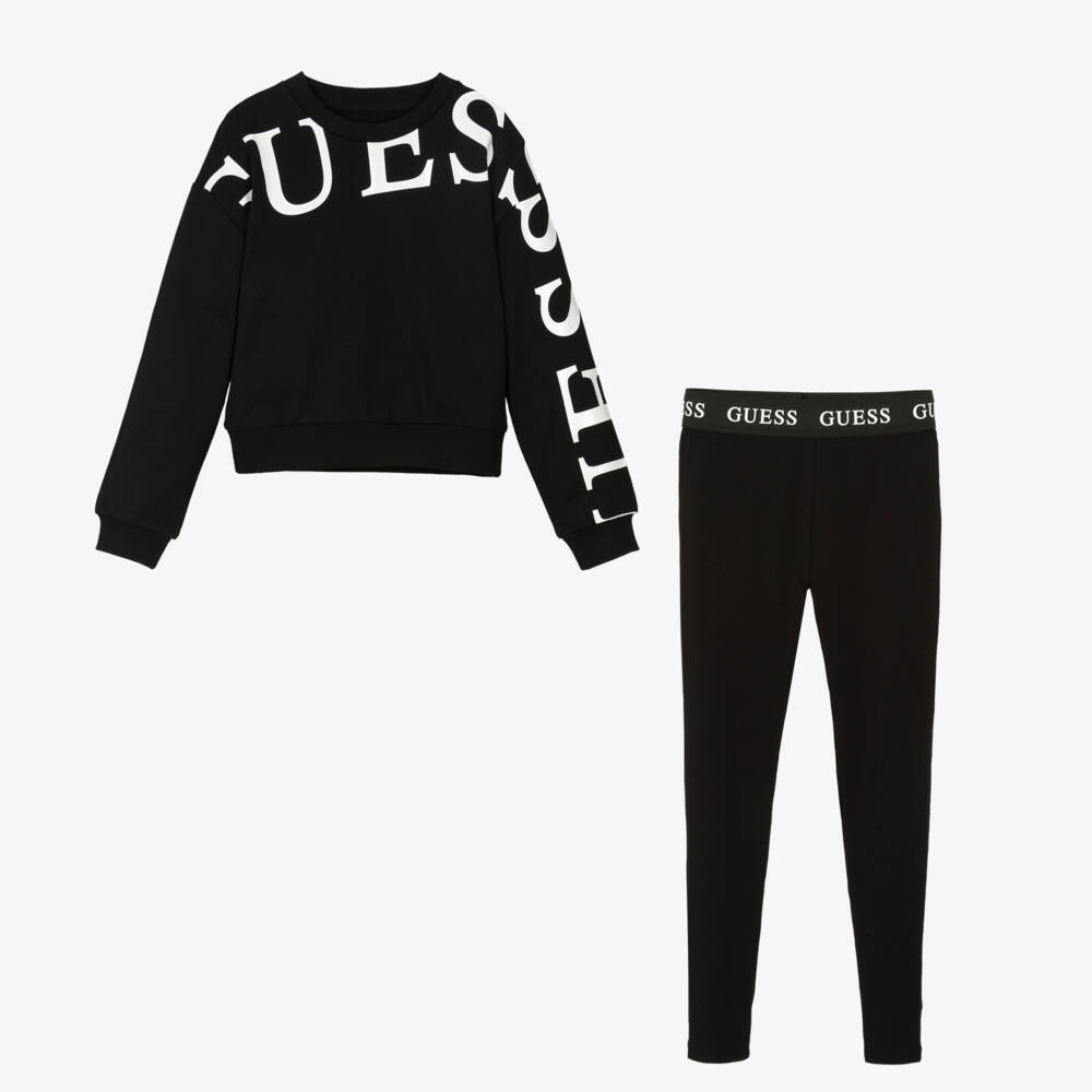 Guess-Junior Girls Black Cotton Leggings Set | Childrensalon Outlet