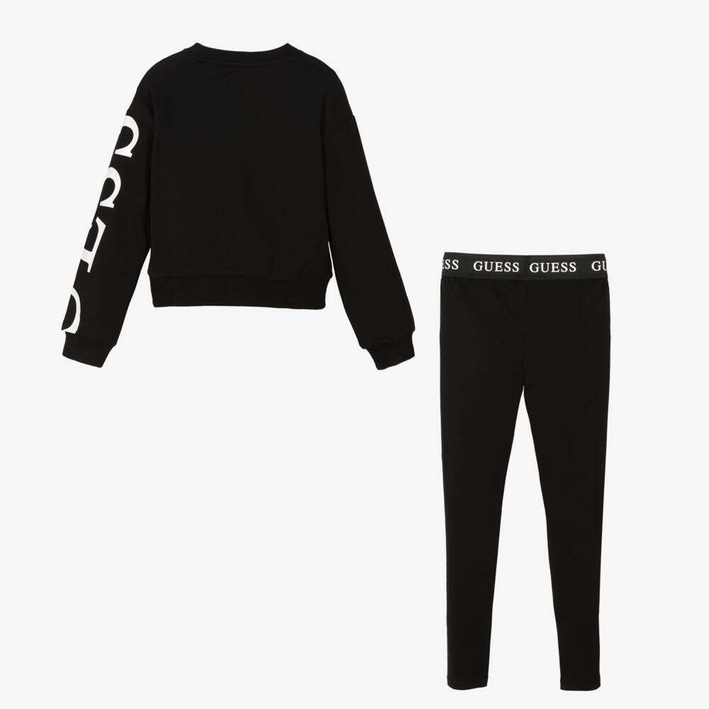 Guess-Junior Girls Black Cotton Leggings Set | Childrensalon Outlet