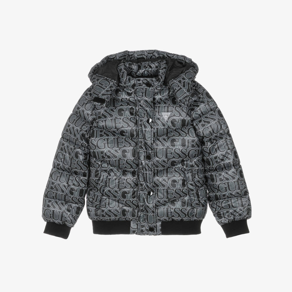 Guess-Пуховик черный и серый для девочек | Childrensalon Outlet