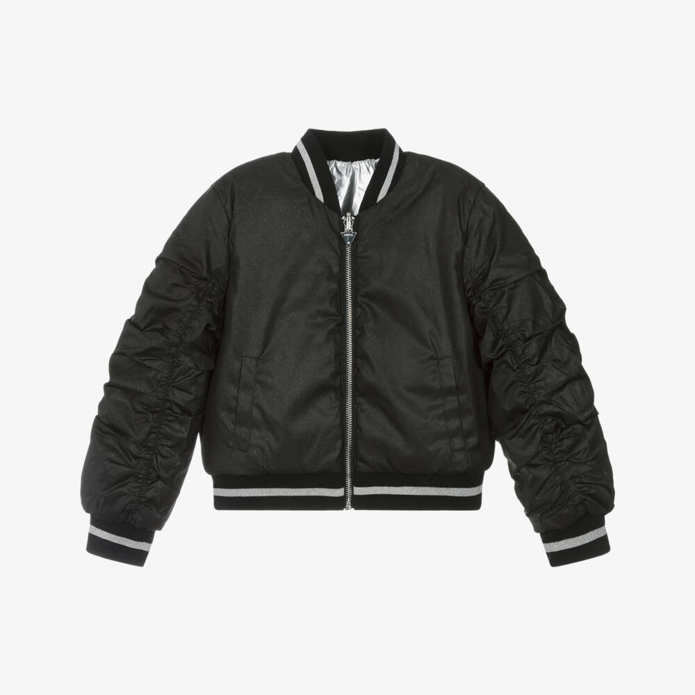 Guess-Чёрная и серебристая двусторонняя куртка для девочек | Childrensalon Outlet