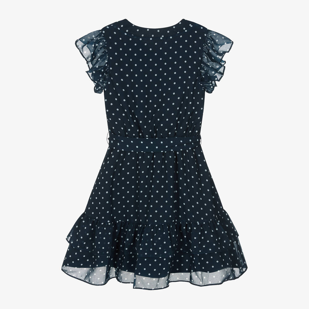 Guess-Junior Girls Blue Chiffon Polka Dot Dress | Childrensalon Outlet