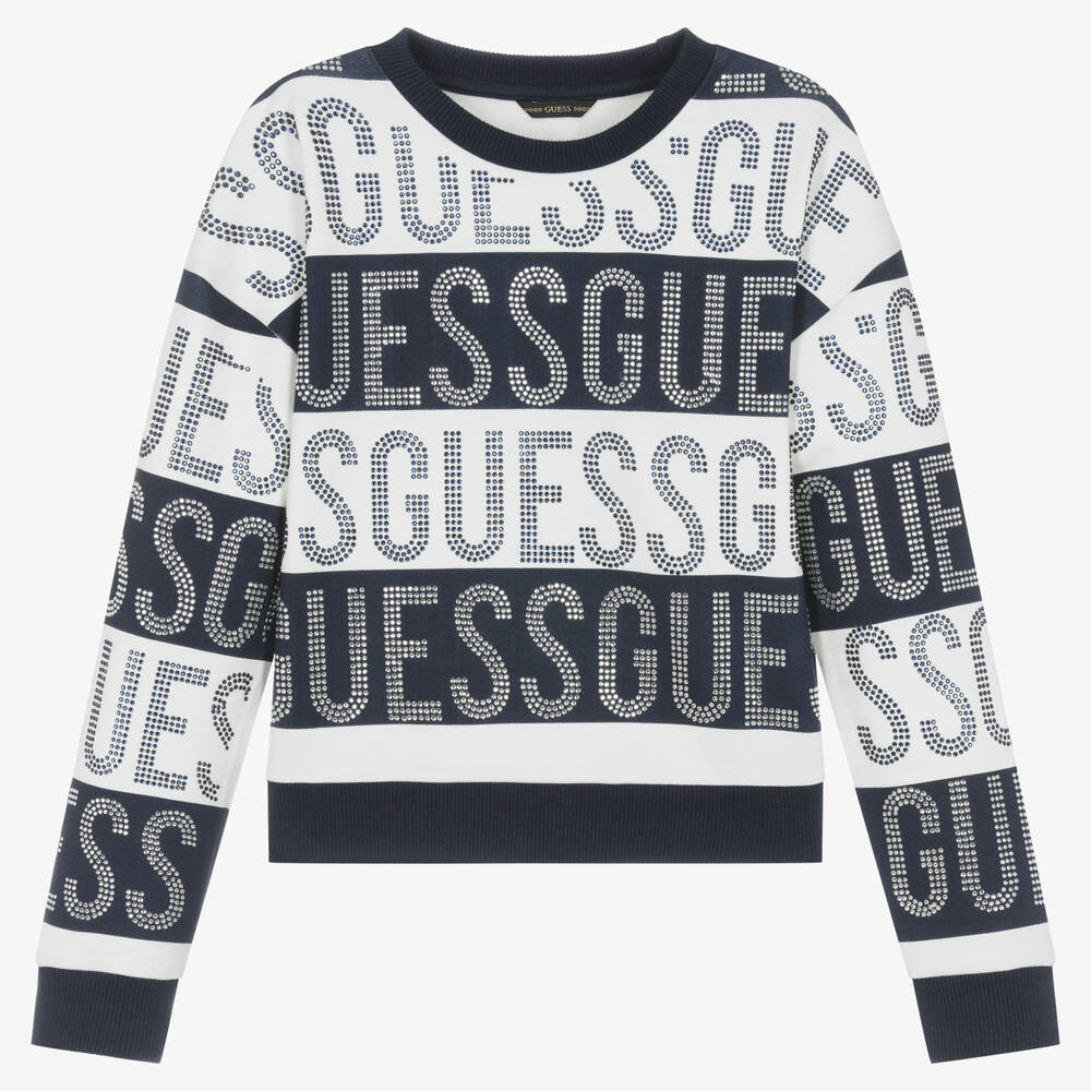 Guess-Junior Girls Blue & White Sweatshirt | Childrensalon Outlet