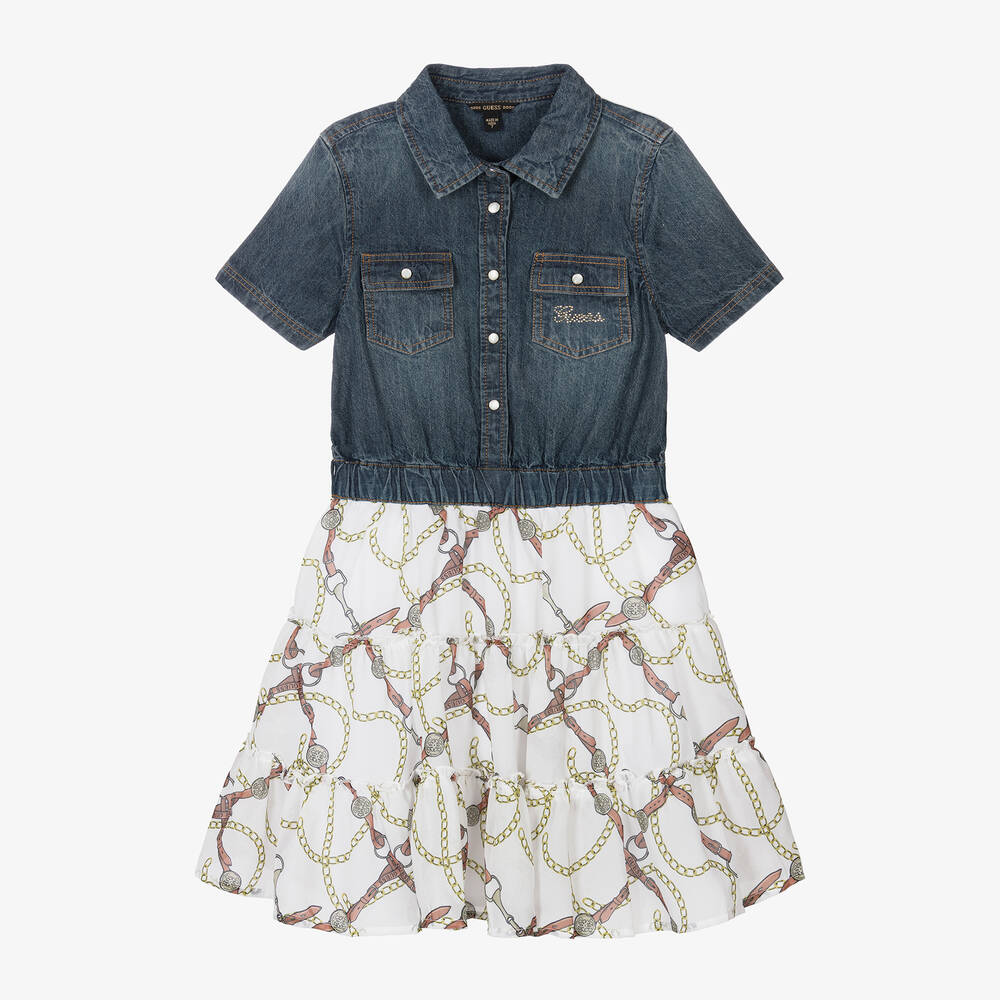 Guess-Junior Girls Denim & Chiffon Dress | Childrensalon Outlet