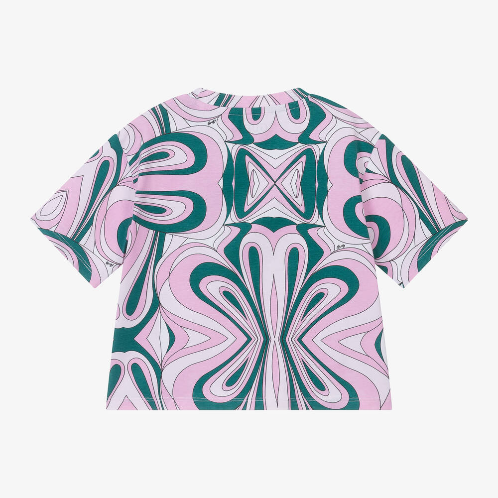 Guess Junior Girls Green Pink Cotton T Shirt