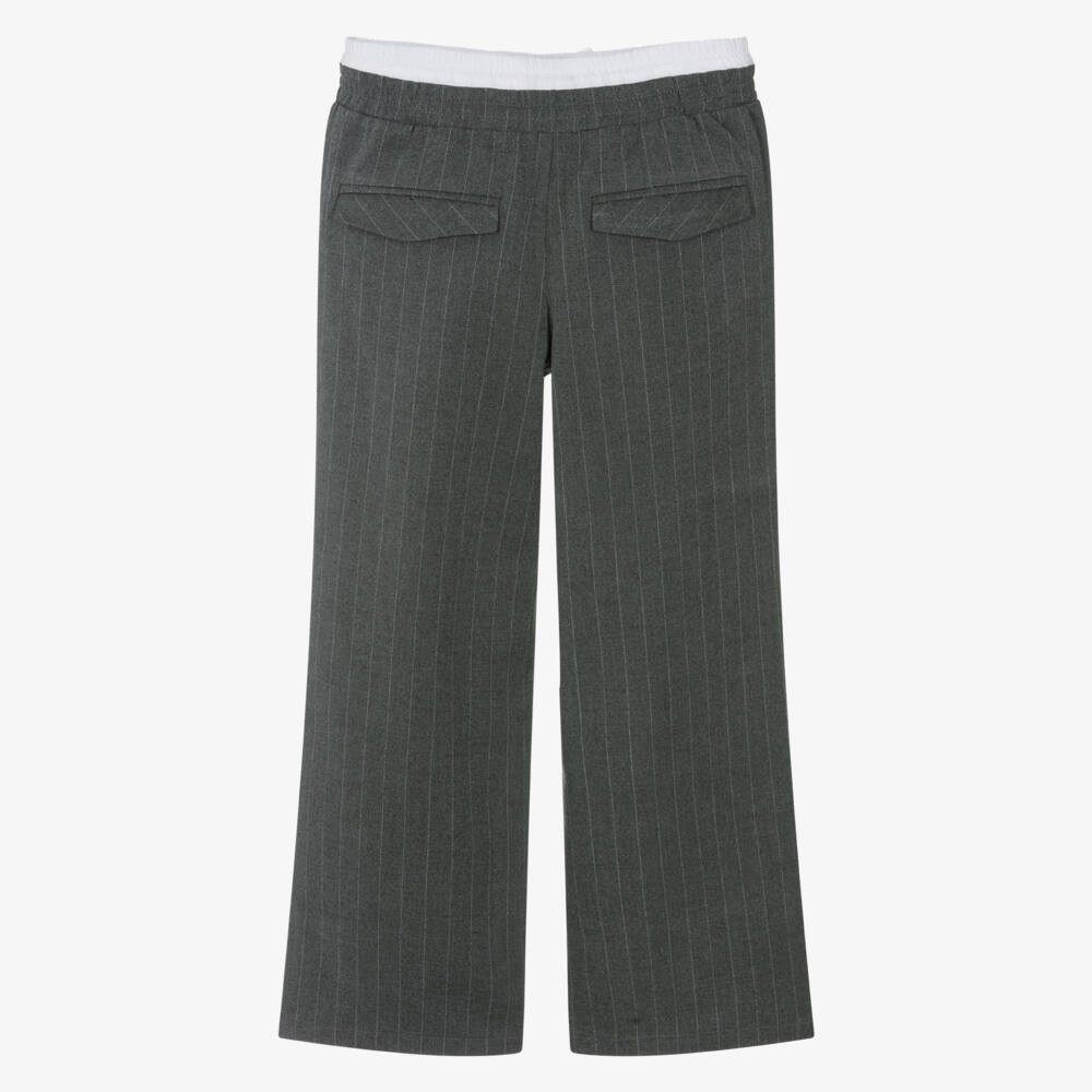 Guess-Junior Girls Grey Drawstring Pinstripe Trousers | Childrensalon Outlet