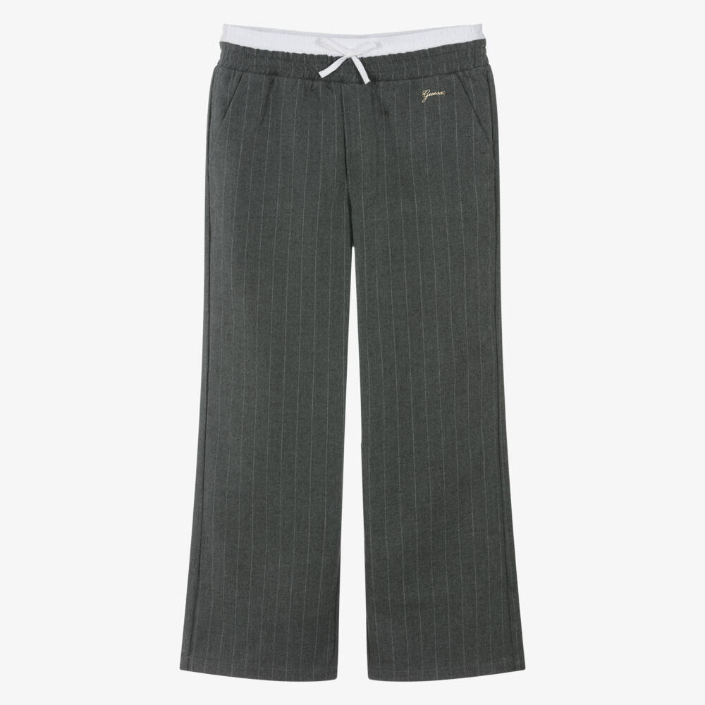 Guess-Junior Girls Grey Drawstring Pinstripe Trousers | Childrensalon Outlet