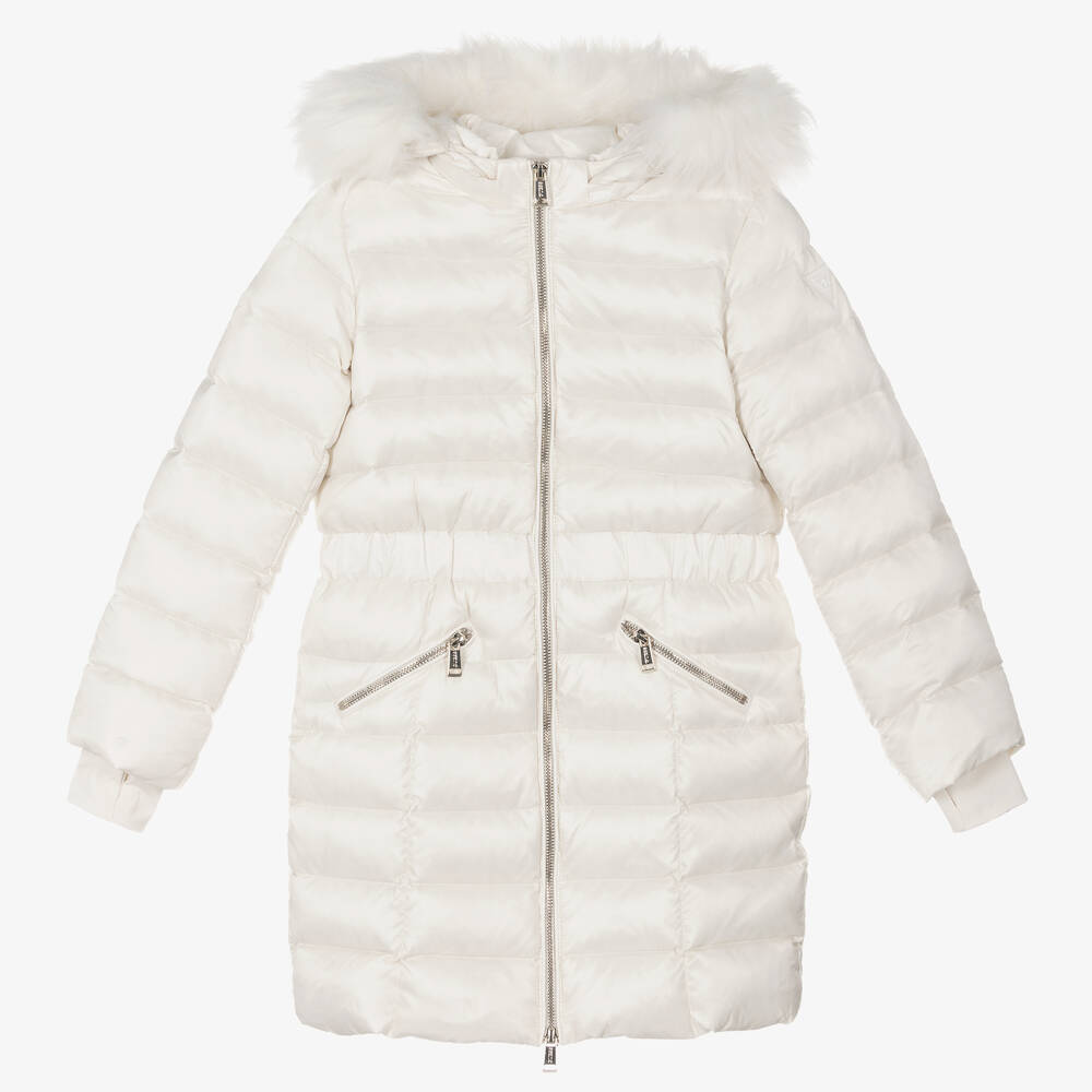 Girls white padded coat top
