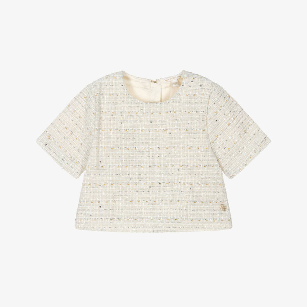 Guess-Кремовый твидовый топ с блеском для девочек | Childrensalon Outlet