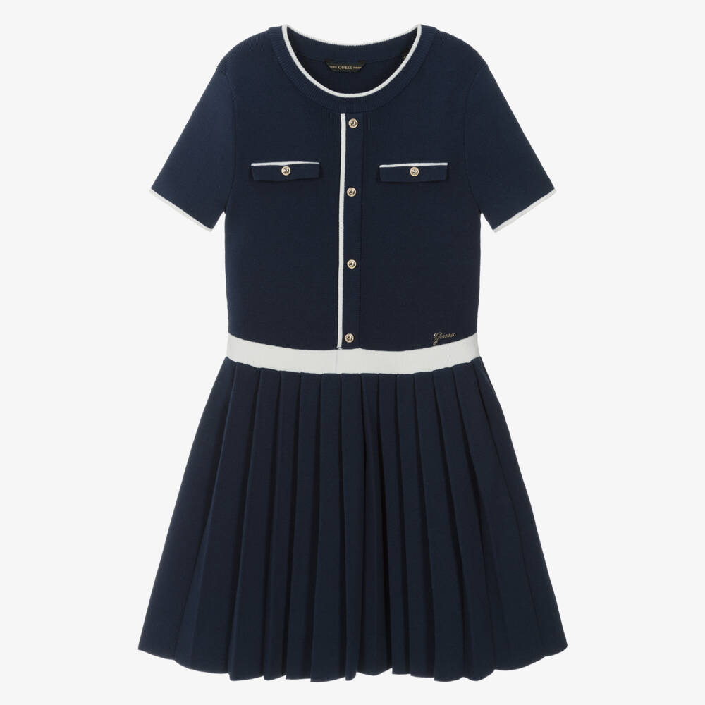 Guess-Junior Girls Navy Blue Cotton Knit Dress | Childrensalon Outlet
