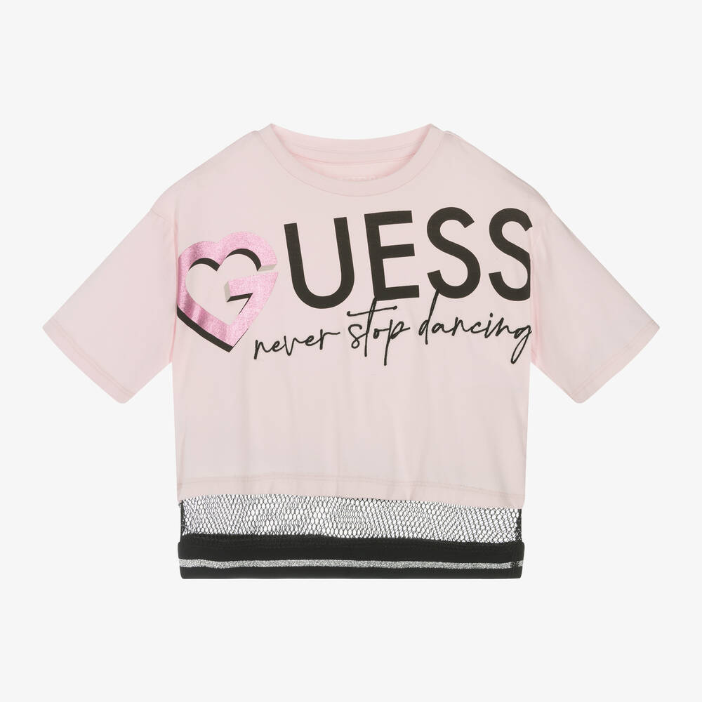 Guess-Junior Girls Pink Cotton Dance T-Shirt | Childrensalon Outlet