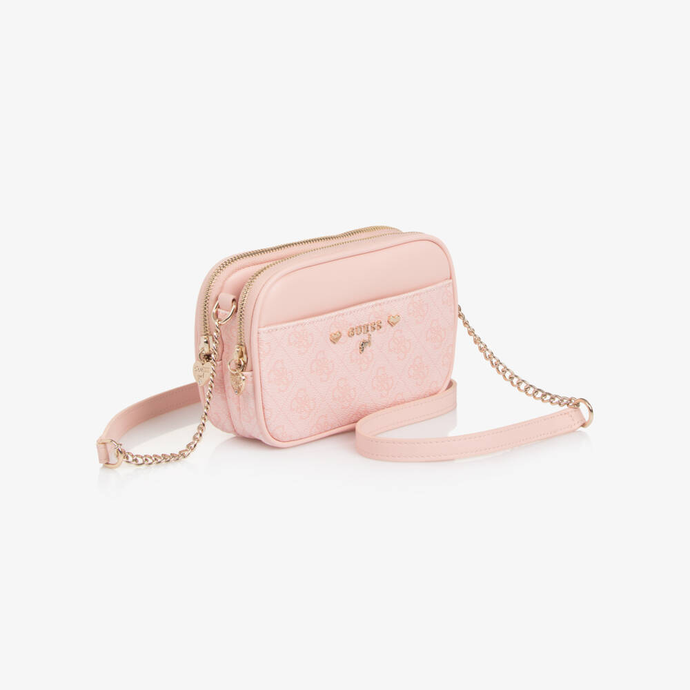 Guess-Junior Girls Pink Faux Leather 4G Logo Shoulder Bag (18cm) | Childrensalon Outlet