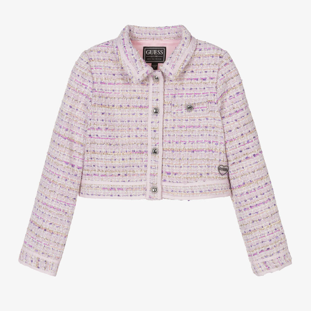 Guess-Junior Girls Pink & Lilac Tweed Jacket | Childrensalon Outlet