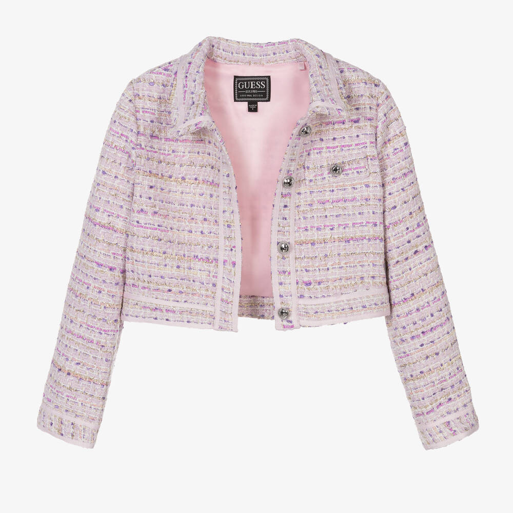Guess Junior Girls Pink Lilac Tweed Jacket Childrensalon Outlet
