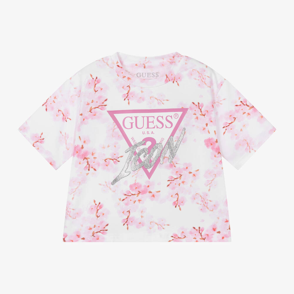 Pink and white guess shirt online