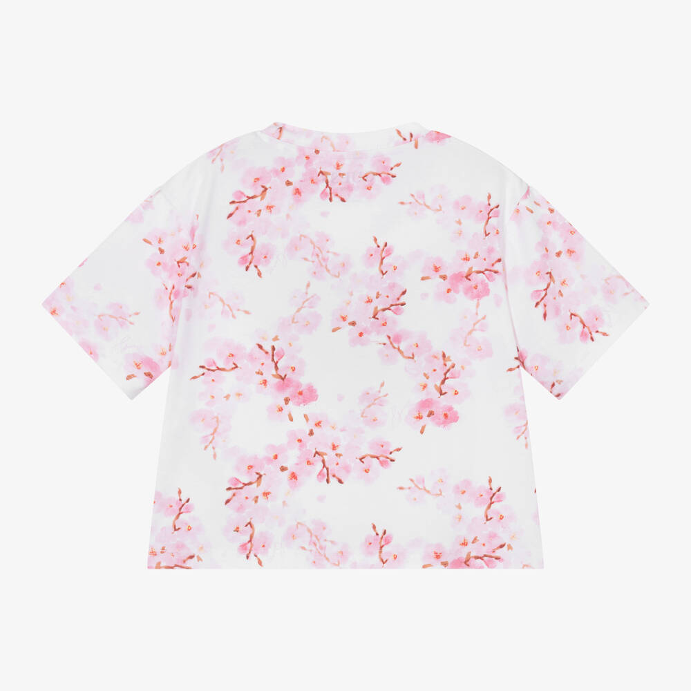 Guess-Розово-белая футболка из хлопка для девочек - подростков | Childrensalon Outlet