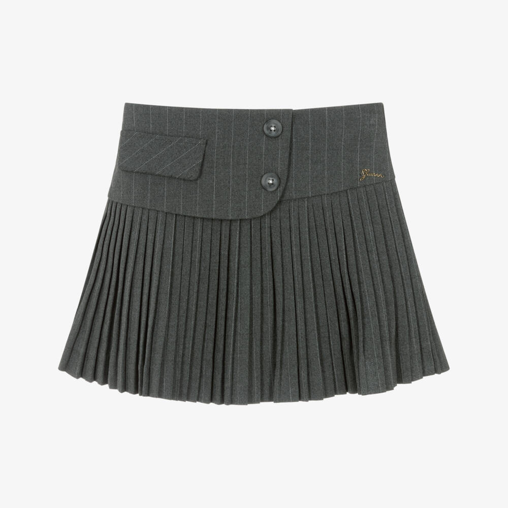 Guess-Junior Girls Pinstripe Grey Pleated Skirt | Childrensalon Outlet