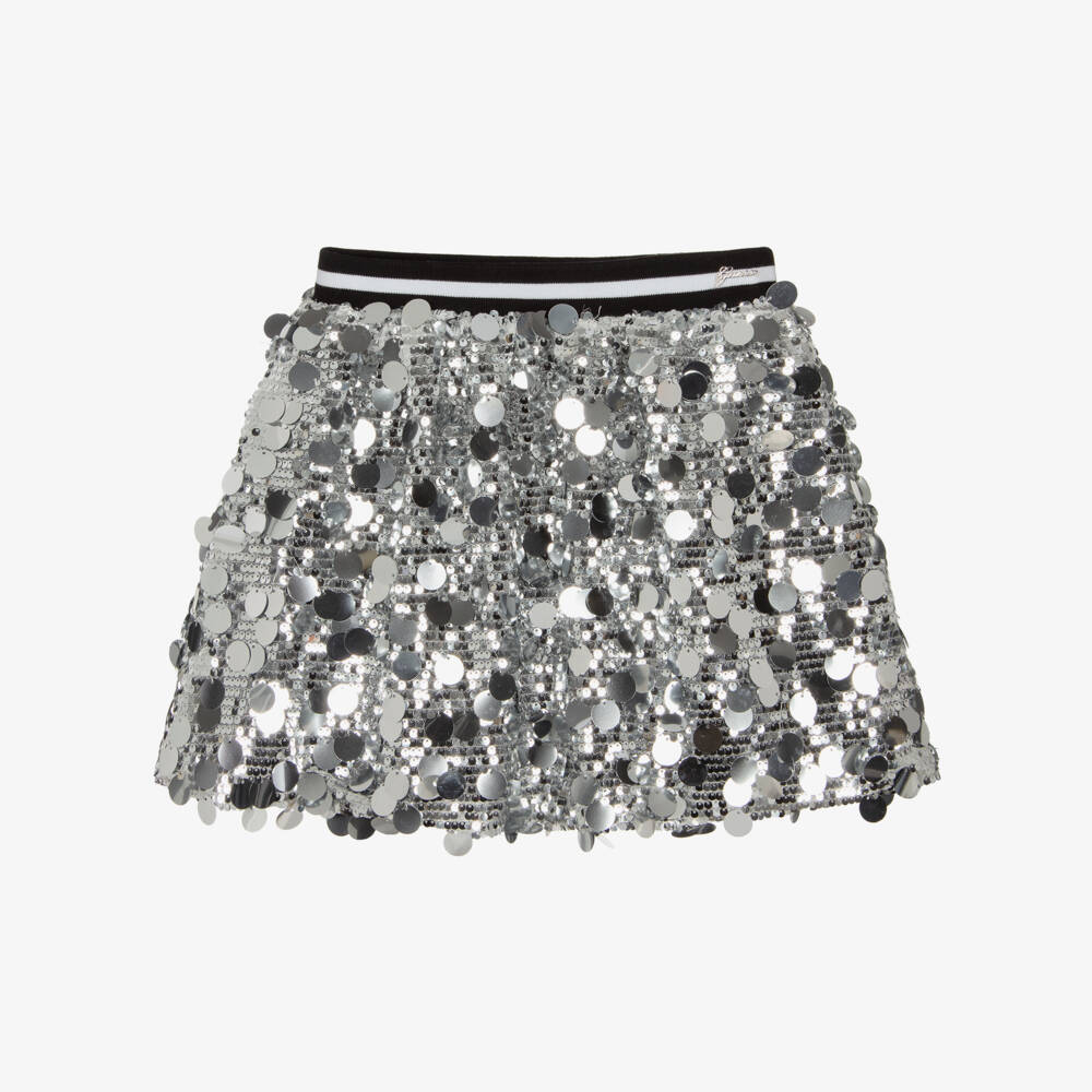 Guess-Junior Girls Shiny Silver Sequin Skirt | Childrensalon Outlet