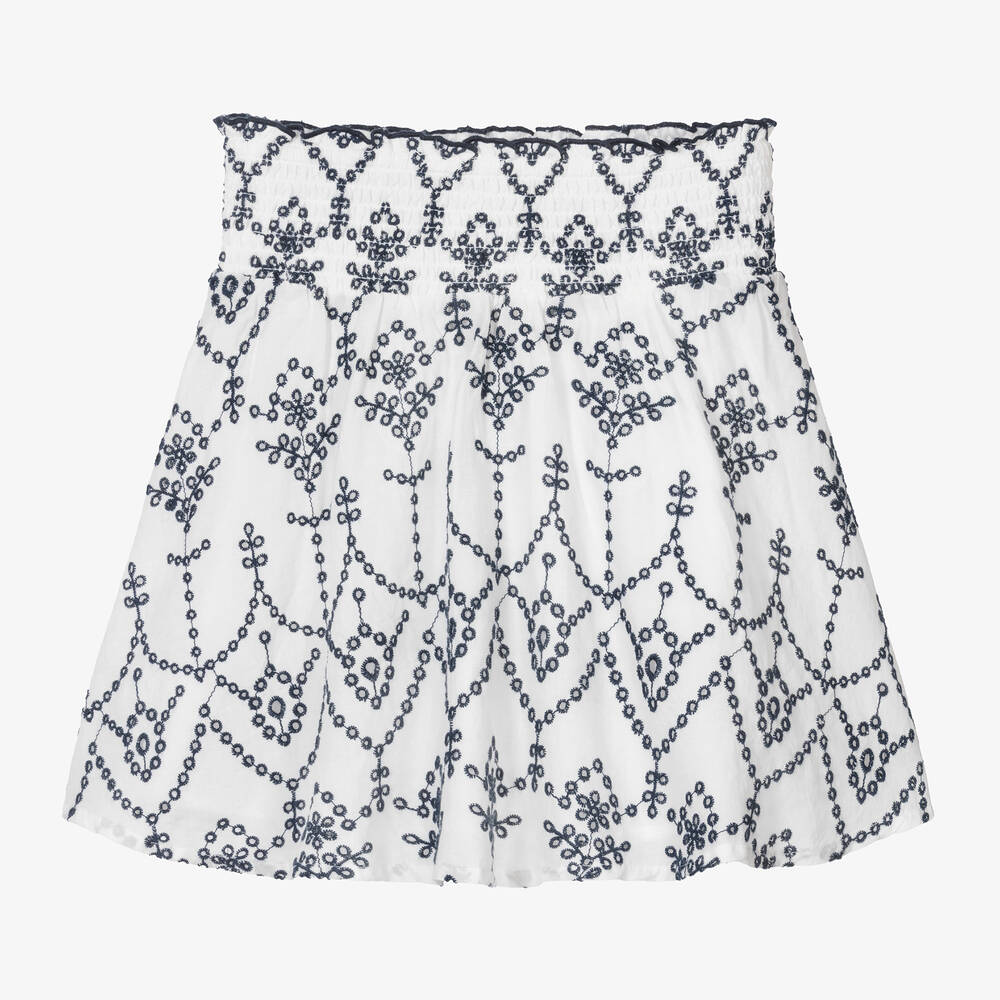 Guess-Бело-синяя хлопковая юбка с вышивкой для девочек | Childrensalon Outlet