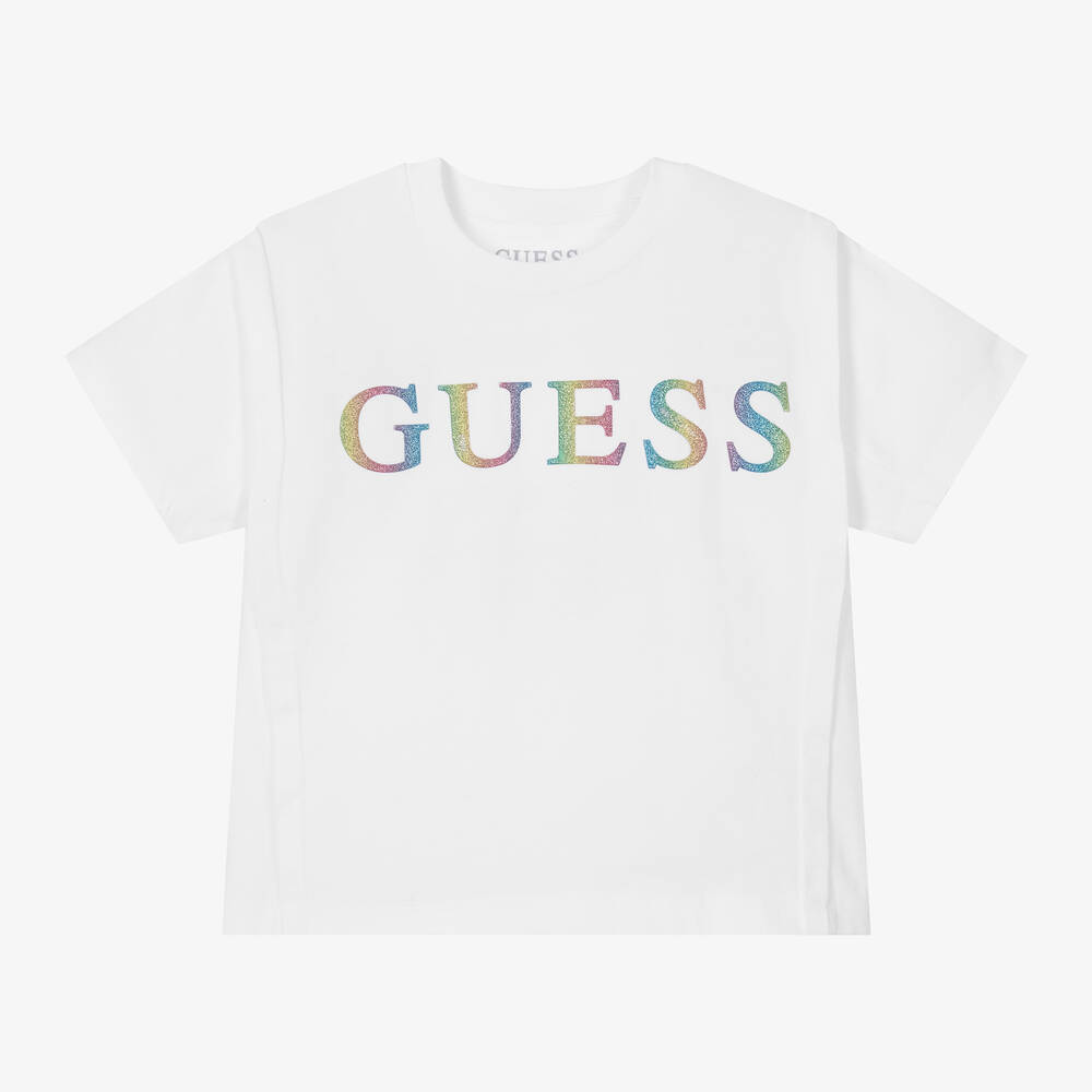 Guess-Junior Girls White Cotton Jersey T-Shirt | Childrensalon Outlet