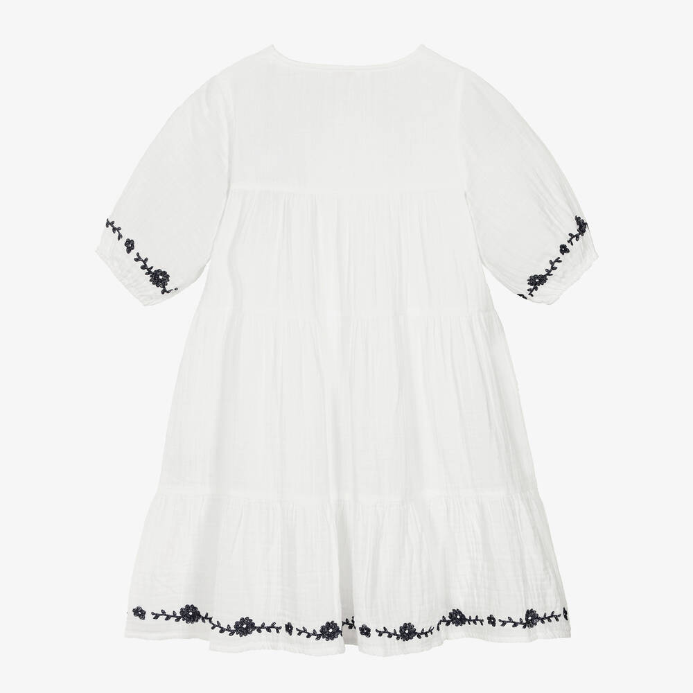 Guess-Junior Girls White Embroidered Cotton Dress | Childrensalon Outlet