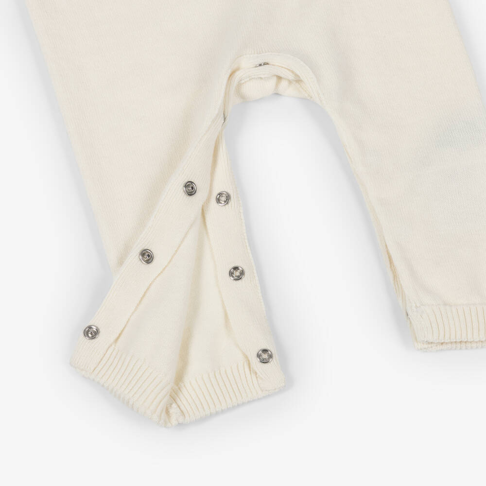 Guess-Knitted Ivory Cotton Teddy Bear Baby Romper | Childrensalon Outlet