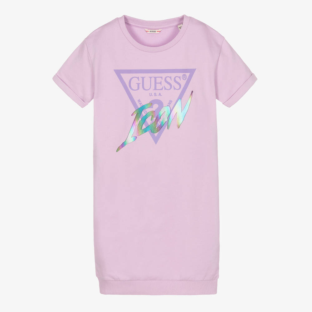 Guess - Lilac Purple Triangle Logo Dress | Childrensalon