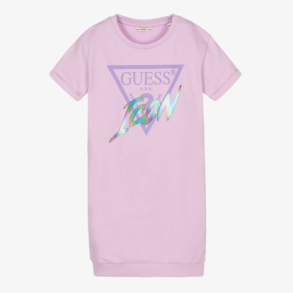 Guess - فستان قطن لون بنفسجي | Childrensalon