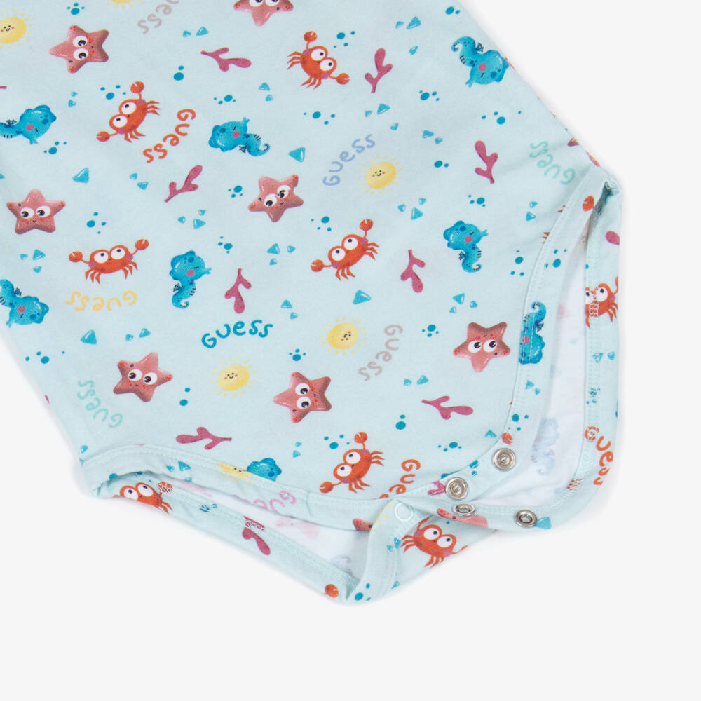 Guess-Little Boy's Aqua Dungaree Ensemble | Childrensalon Outlet