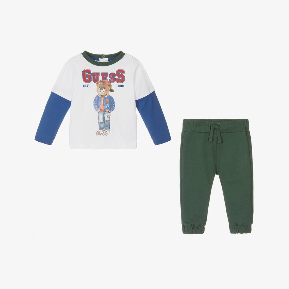 Guess-Little Boys Green Bear-Print Set | Childrensalon Outlet