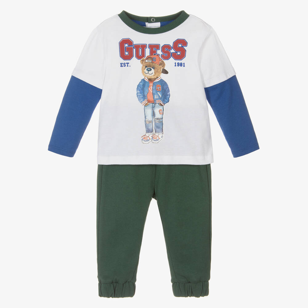 Guess-Little Boys Green Bear-Print Set | Childrensalon Outlet