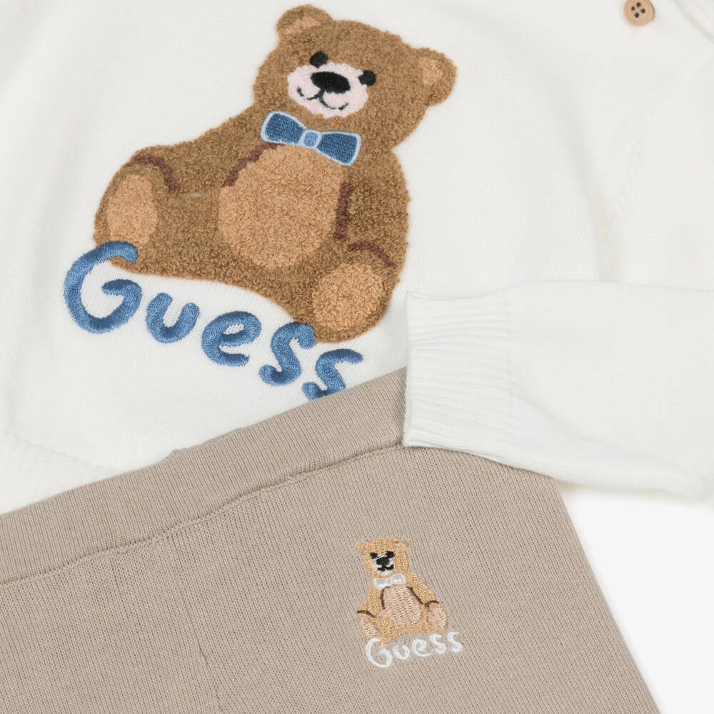 Guess-Little Boys Soft Knit Ivory & Beige Set | Childrensalon Outlet