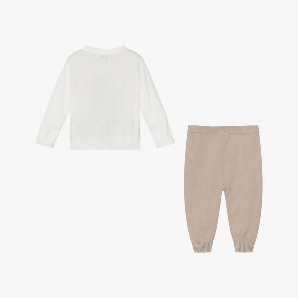 Guess-Little Boys Soft Knit Ivory & Beige Set | Childrensalon Outlet