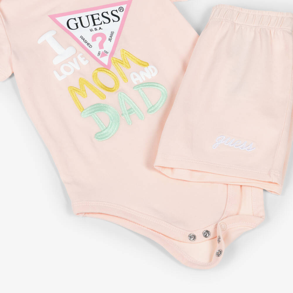Guess-Little Girls Pink Logo Cotton Set | Childrensalon Outlet