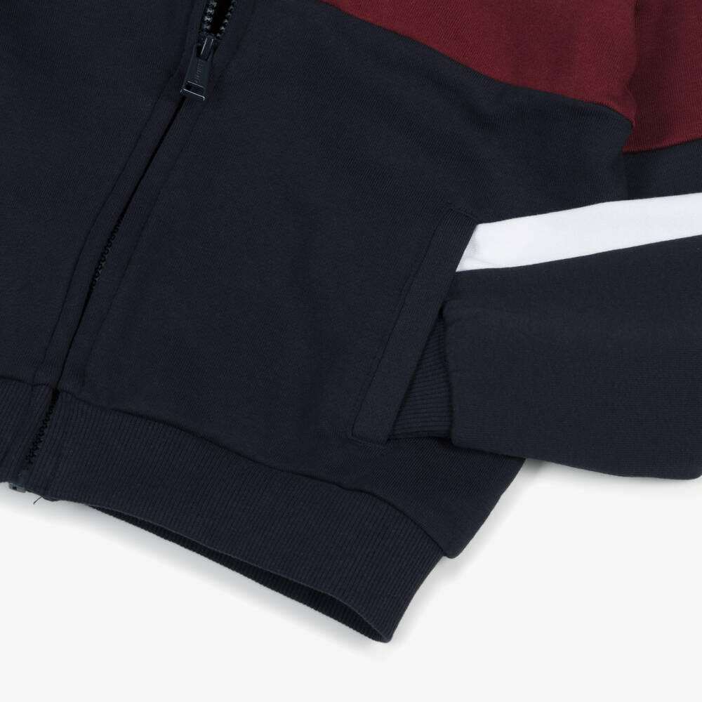 Guess-Navy And Burgundy Logo Zip Up Top | Childrensalon Outlet