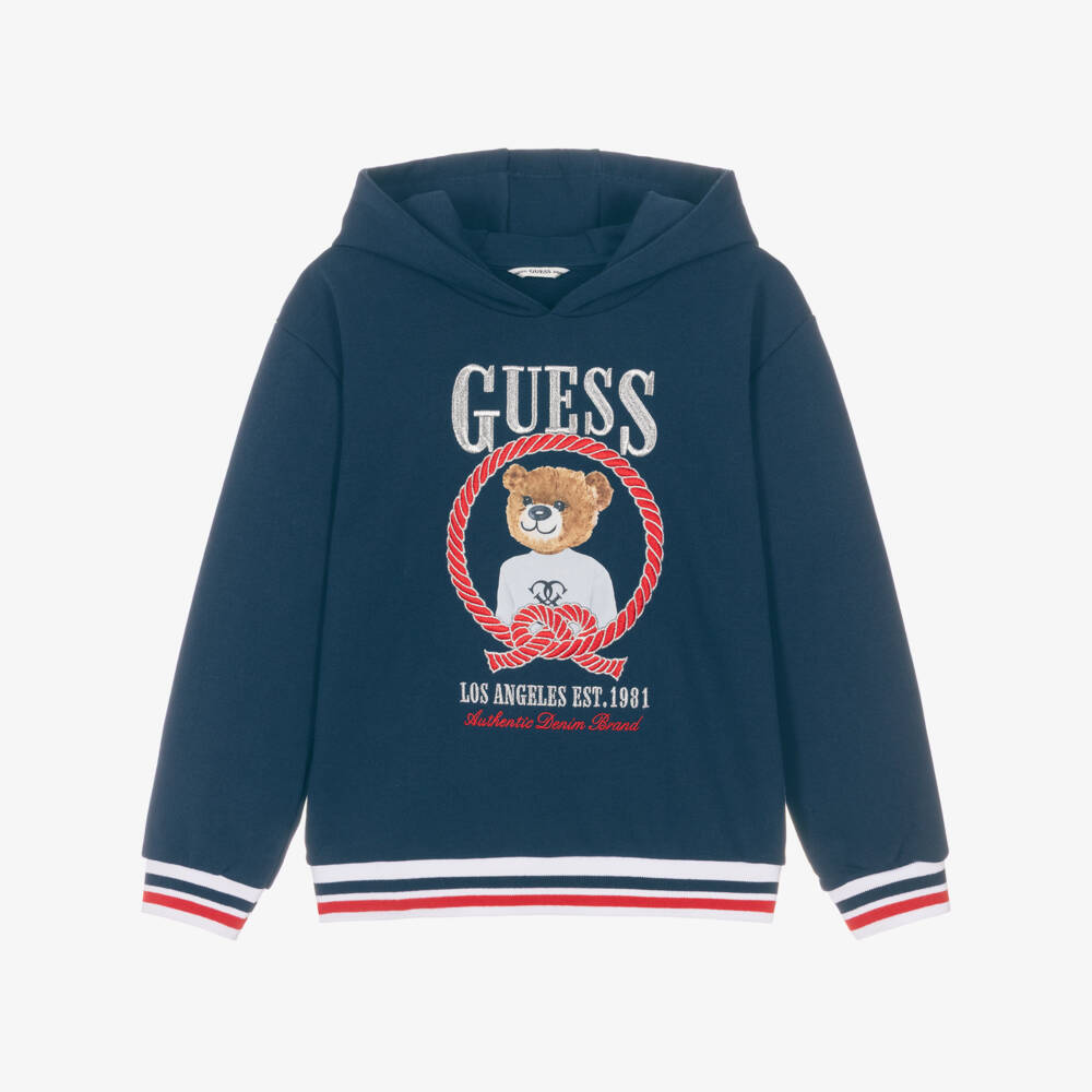 Guess-Синий худи с медведем для девочек | Childrensalon Outlet